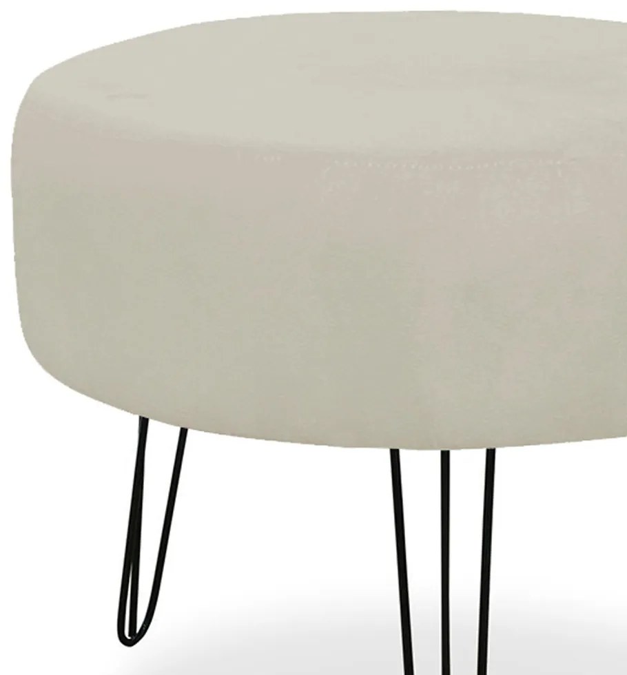 Kit 02 Puffs Redondos para Sala Chloe Suede Bege