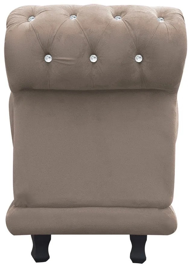 Recamier Barcelona Namoradeira Calçadeira Suede Bege com strass D'Rossi