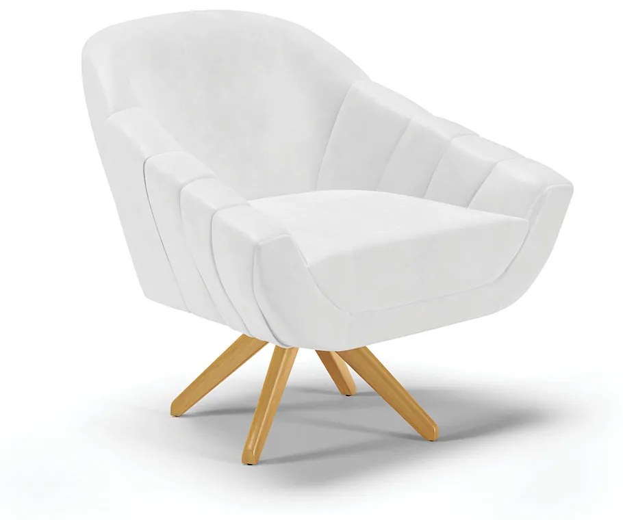 Poltrona Giratória Giovana Corano Base Madeira MA30 D01 - D?Rossi - Branco