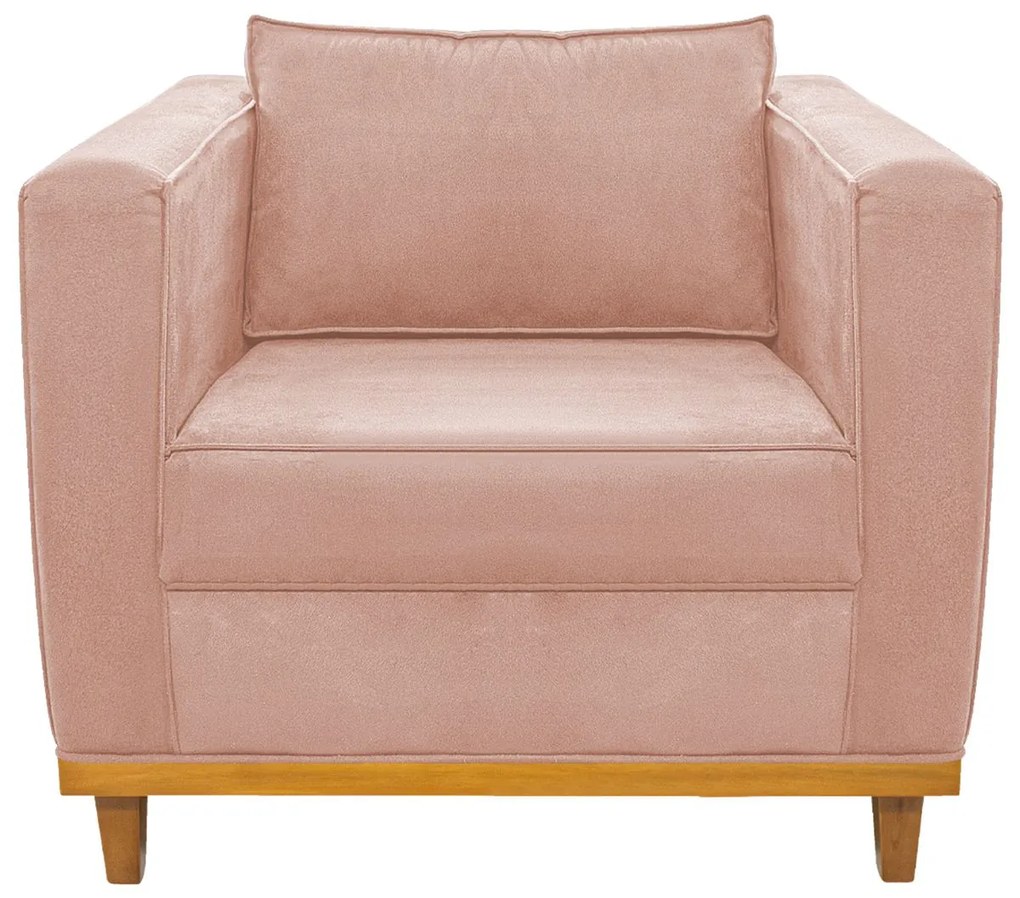Poltrona Decorativa Europa Suede Rosê ADJ Decor