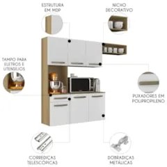 Armário de Cozinha Compacta 160cm Lora Atacama/Branco A15 - Mpozenato