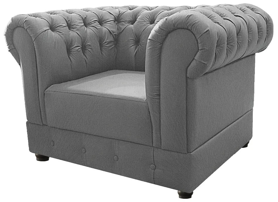 Kit Poltrona e Namoradeira Chesterfield Ana Suede Cinza - ADJ Decor