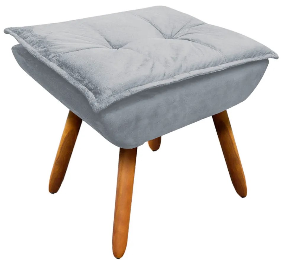 Puff Banqueta Decorativo Pé Palito Opala Suede D03 - D'Rossi - Cinza