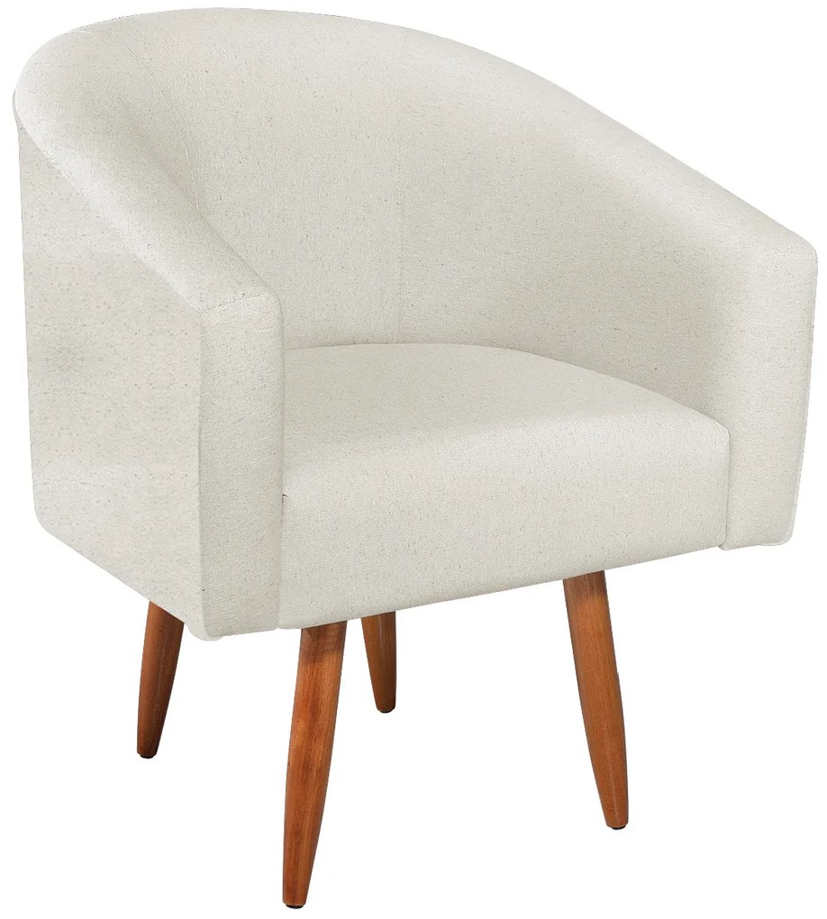 kit 02 Poltronas Luiza Palito Mel Linho Bege - ADJ Decor