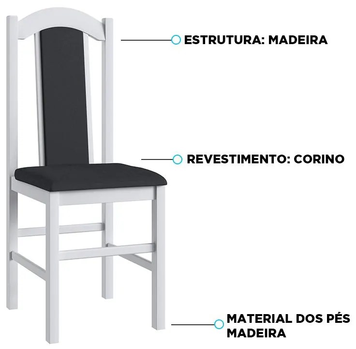 Conjunto 2 Cadeiras Madeira E Tecido Corino 500 - Branco
