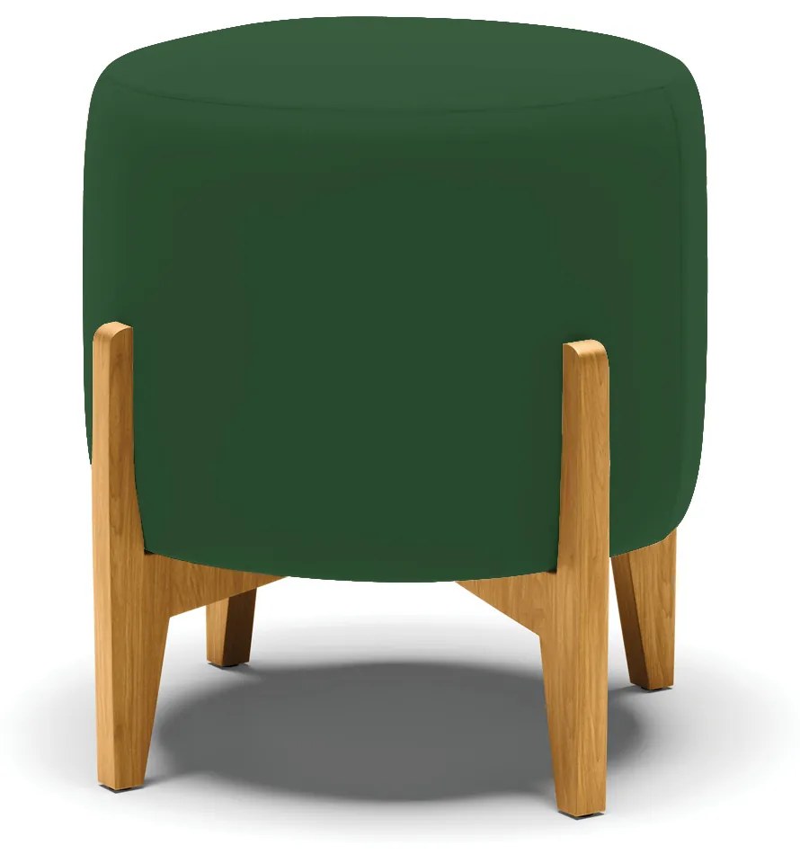 Poltrona com Puff Base de Madeira Stella Veludo D03 - D'Rossi - Verde
