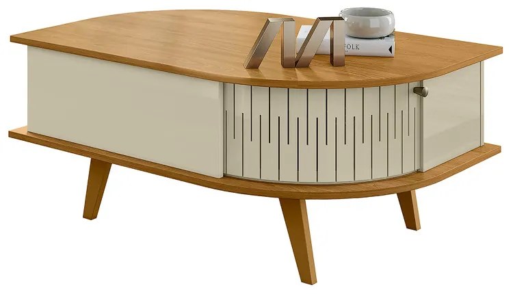 Mesa de Centro Para Sala com 2 Portas Narvelli M20 - D'Rossi - Cumaru e Opala