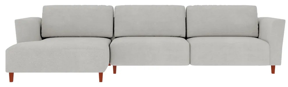 Sofá 350cm com Chaise Esquerda Franz Suede Cinza G52 - Gran Belo