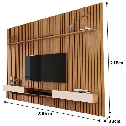 Painel Ripado Verdadeiro Versátil 2.2×2.2 Com Nicho Nature/Off White – Giga Móveis