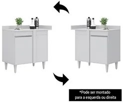 Balcão de Canto Reto com Tampo 1 Porta Denver Branco - Lumil