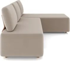 Sofá 3 Lugares Com Chaise 222cm Rovier Veludo Bege Z32      - Mpozenat