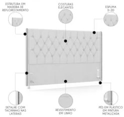 Cabeceira Cama Box Solteiro 90cm Florenza Z37 Linho Cinza Claro - Mpoz