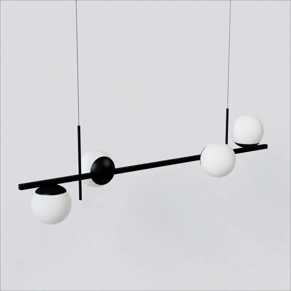 Pendente Bloom Retângular 29X26X100Cm Alumínio E Globo Ø12Cm Fosco 4Xg... (CHAMPANHE, FOSCO)