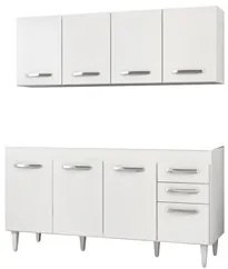Armário Aéreo Panamá e Balcão Gabinete Áustria 160cm Branco - Lumil Mó