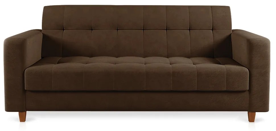 Sofá 03 Lugares Arezzo Suede Pés Chanfrado Castanho D01 - D'Rossi - Marrom