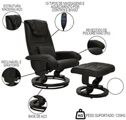 Poltrona do Papai Massageadora Elétrica com Puff Louis R02 Sintético P