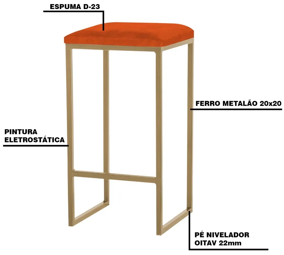 Kit 2 Banqueta Decorativa Billie Base Gold Suede Telha G41 - Gran Belo