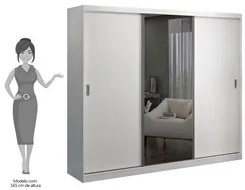 Guarda Roupa Casal 3 Portas de Correr 1 Espelho Winter F04 Branco- Mpo
