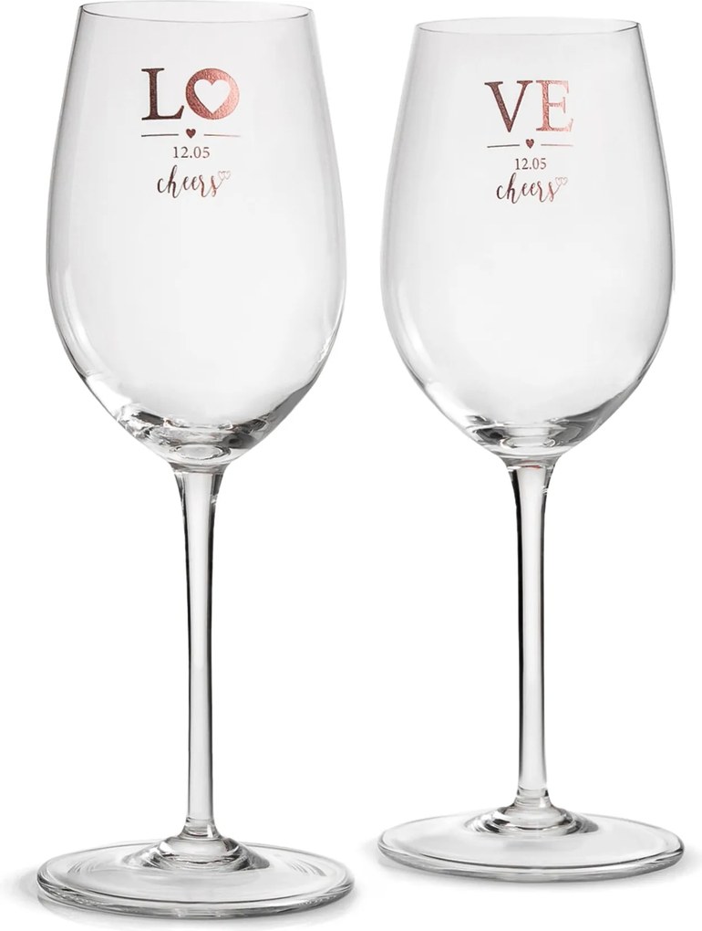 Kit 2 Taças de Cristal Vivaldi p/ Vinho Especial Dia dos Namorados - Incolor  Incolor