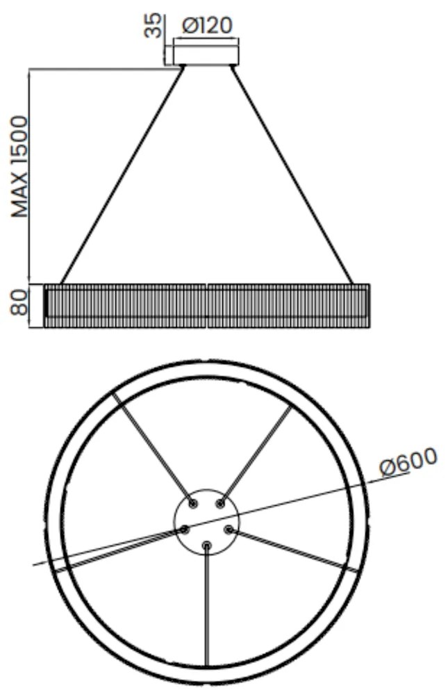 Pendente Fluted Circular Ø60Cm Led 15W 3000K Bivolt Alumínio Dourado V...