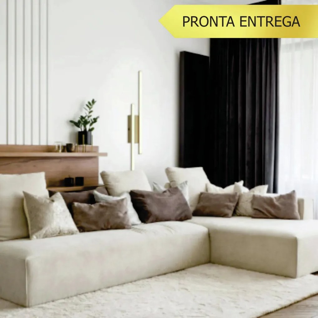 Arandela Lineare Duo 78X18X07Cm Led 20W 3000K Bivolt Champagne Luz Dir... (CP-M = Champagne)