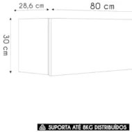 Armário de Cozinha Aéreo 80cm 1 Porta Minsk Z06 Freijó - Mpozenato