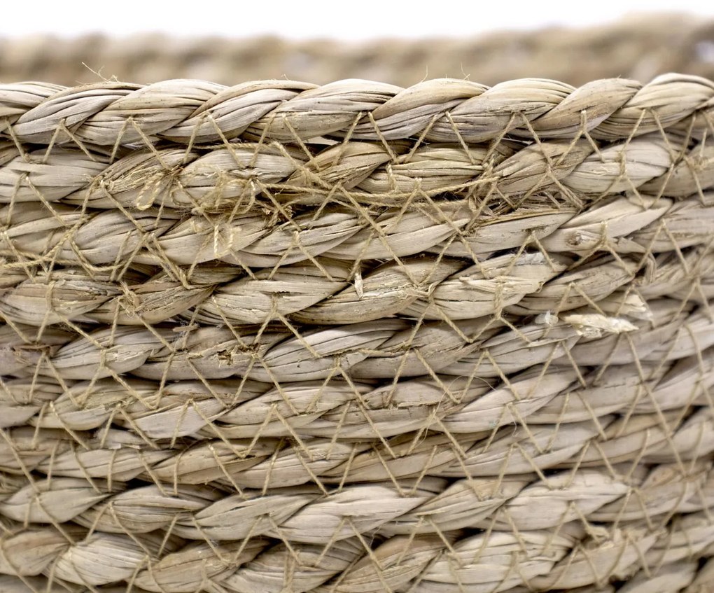 Cesto de Fibra Natural Seagrass Com Fundo Preto 24,5x31x33 cm - D'Rossi