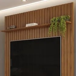 Painel para TV 65 Polegadas Ripado 183x240cm Pratisk D04 Freijó - Mpoz