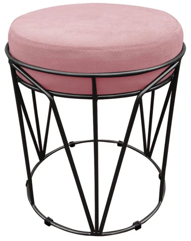 Puff Multiuso com Mesa Babu 2 em 1 Suede Base Preto D'Rossi - Rose