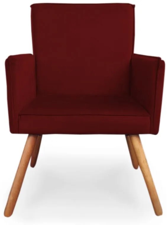 Poltrona Decorativa Vênus com Debrum Pés Palito Madeira Suede Bordô - Sheep Estofados - Vermelho escuro
