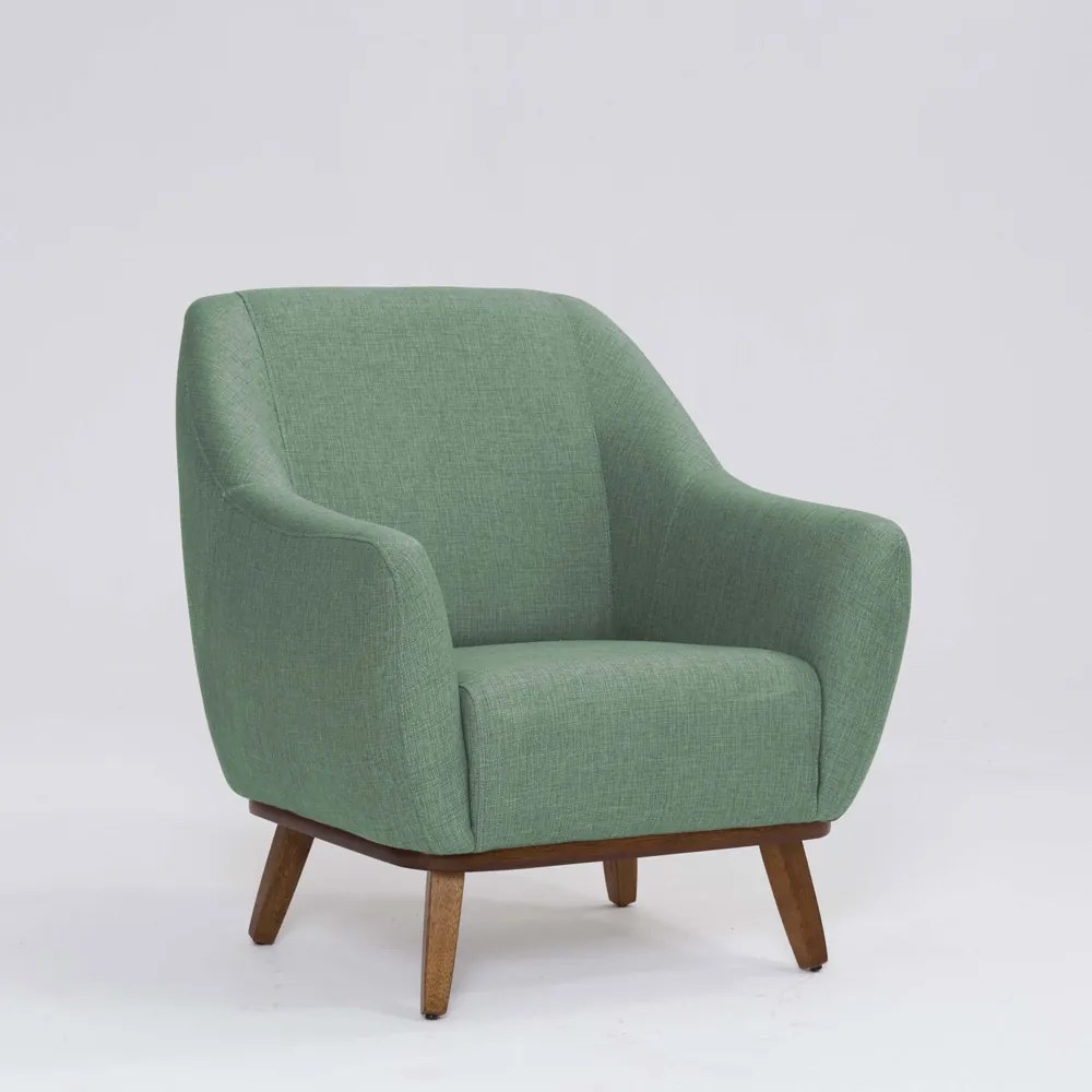 Poltrona Decorativa Pauline D07 Base Madeira Linho Mescla Verde D07 - D'Rossi