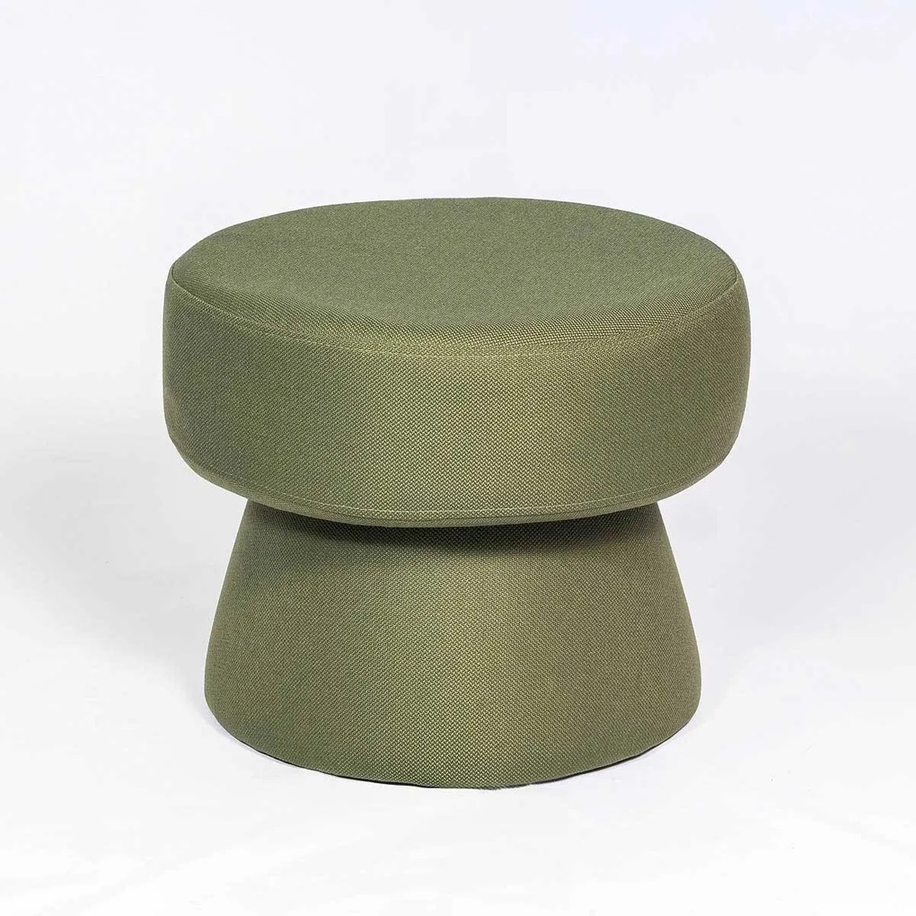 Puff Hyllis Redondo Estofado Base Cônica Revestida Design Sustentável