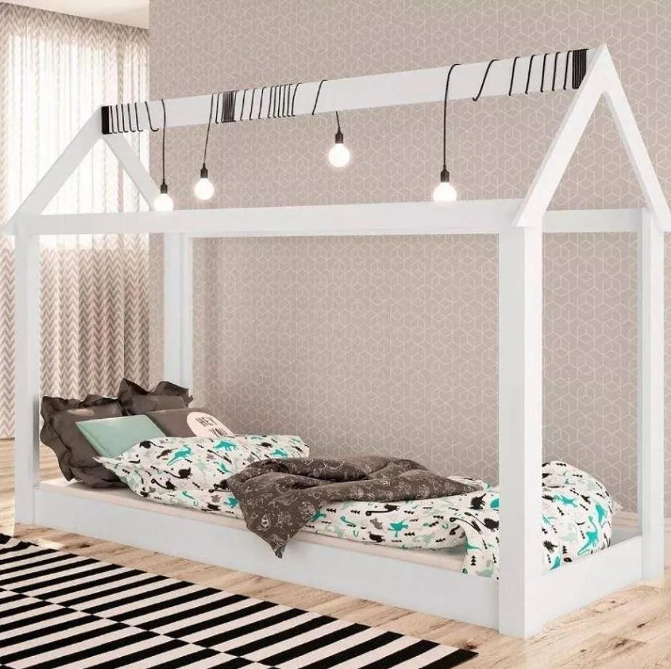 Cama Infantil Casinha P/ Quarto Montessoriana Branco - Completa Móveis