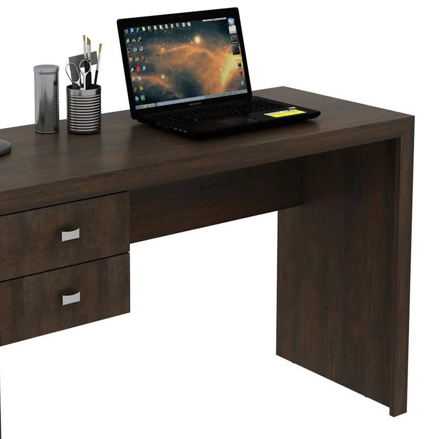 Escrivaninha Mesa Escritório Home Office 2 Gavetas Rústico