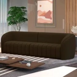 Sofá Living Decorativo 3 Lugares 252cm Meris Z32 Veludo Marrom - Mpoze