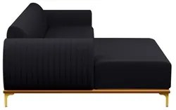 Sofá 230cm 4 Lugares com Chaise Esquerdo Pés Gold Molino D-465 Linho C
