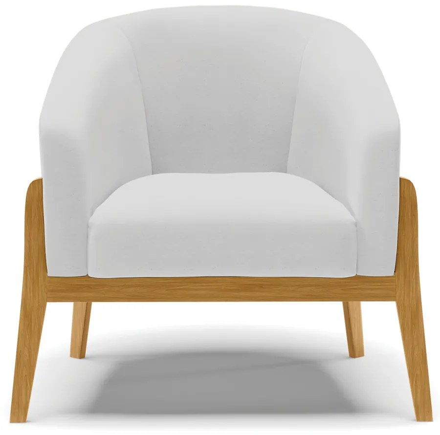Poltrona Decorativa Base de Madeira Stella Linho Cinza D03 - D'Rossi