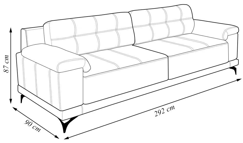Sofá Living 4 lugares 292cm Agostino Pés Design em Ferro Couro Capuccino G52 - Gran Belo