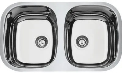 Cuba de Embutir Tramontina Prime Isis 2C 34 BL em aço inox alto brilho 76 x 44 cm com Escape