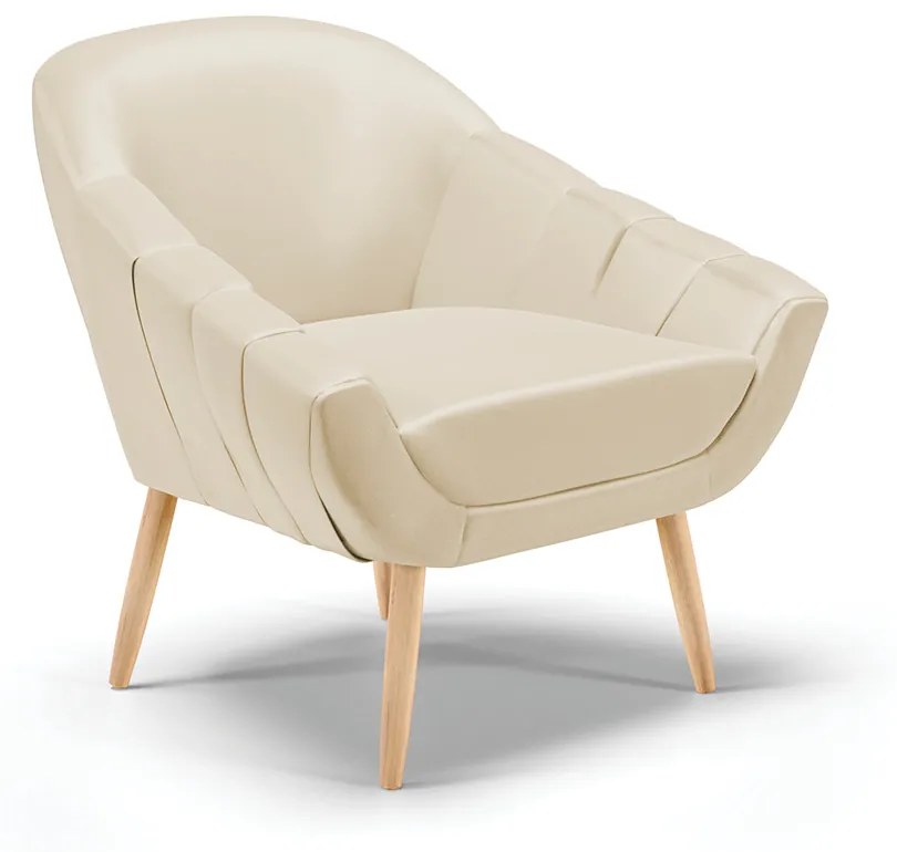 Poltrona Giovana Corino Pés Palito Natural - Indo Decorar - Bege