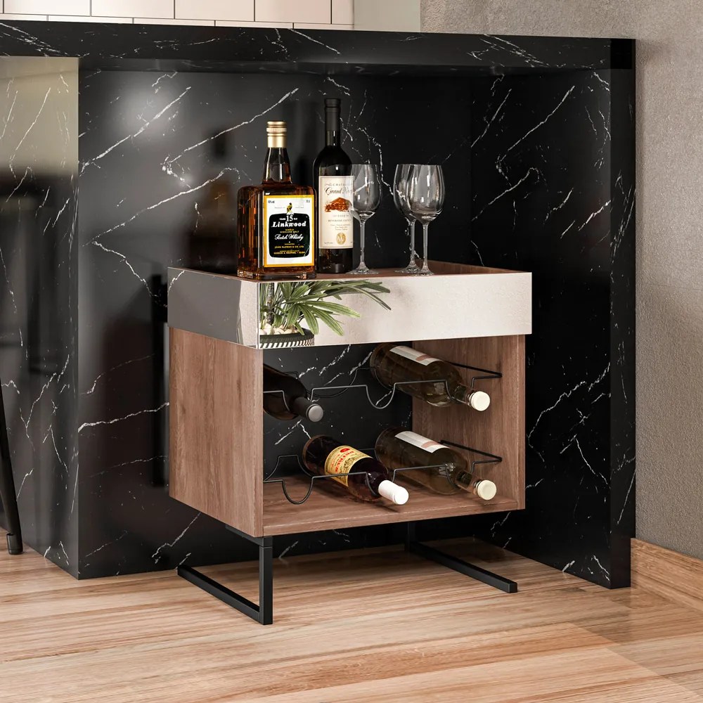 Kit Adega e Aparador Industrial com Espelho Boreal Demolição D08 - D'Rossi