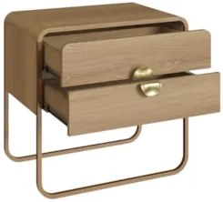 Mesa de Cabeceira Quarto 60cm 2 Gavetas Mario Hanover/Dourado A10 - Mp