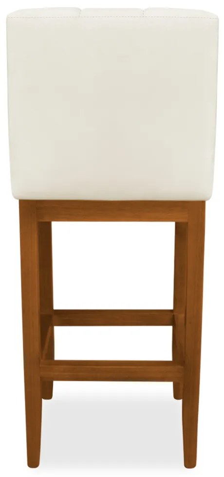 Banqueta Alta Sueli Base Madeira Maciça Estofada Suede Bege