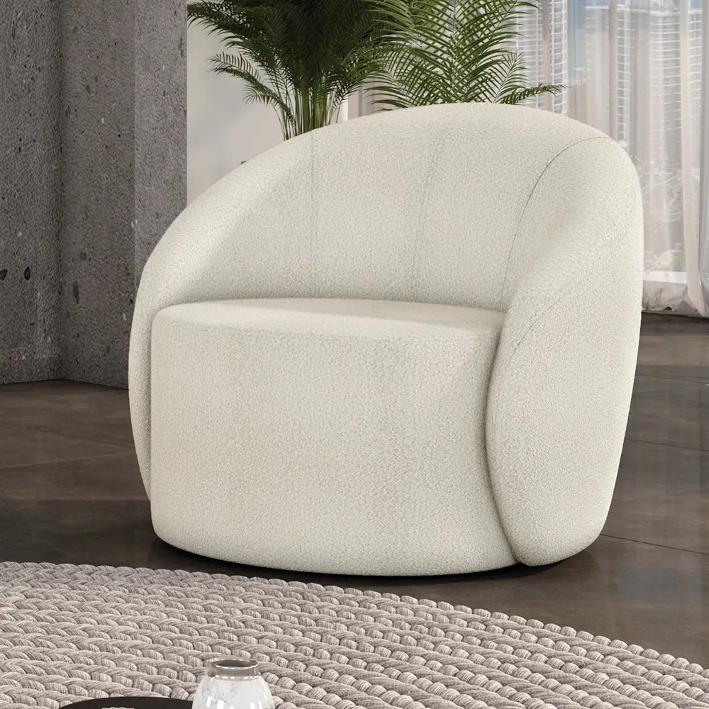 Poltrona Decorativa Orgânica Lua Bouclê D03 - D'Rossi - Off White
