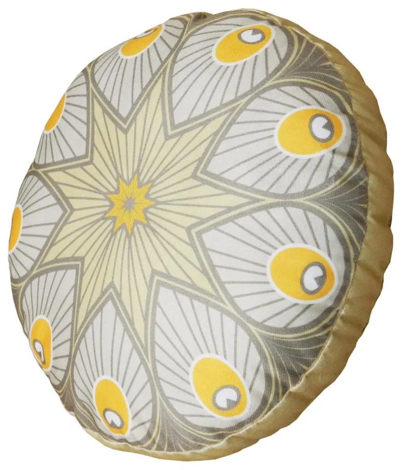 Almofada Redonda Ravi Cheia Mandala em Tons Mostarda 40x40cm - ARI-0306