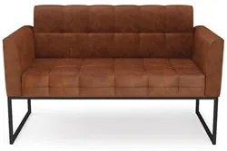 Sofá Namoradeira e 2 Poltronas Base Industrial Preto Ana Sintético PU