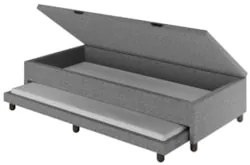 Bicama Box Baú Solteirão 96x203cm Samy S05 Linho Cinza - Mpozenato