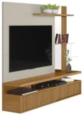 Painel TV 60 Pol e Bancada Suspensa Cherry Nature/Off L06 - Mpozenato