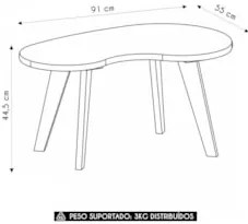 Mesa de Centro Orgânica 90cm Para Sala Cassia Terracota A09 - Mpozenat