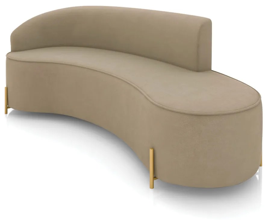 Sofá 4 Lugares Orgânico 220cm Pé Dourado Morgan Suede D03 - D'Rossi - Marrom Rato